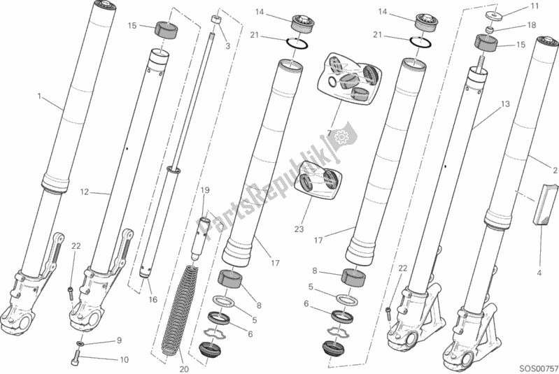 All parts for the 21a - Front Fork of the Ducati Scrambler Urban Enduro Thailand 803 2016